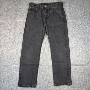 Levi's 505 Jeans Men's 32 x 30 (32 x 29) Black Straight Leg Denim Cotton